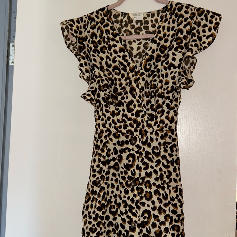 Leopard print midi/knee length dress